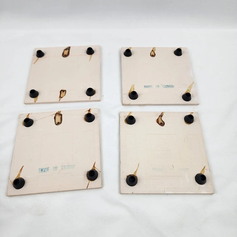Vintage Christmas Goose Tree Bear Trivet Set Of 4‎ Country Decor Ceramic Coaster